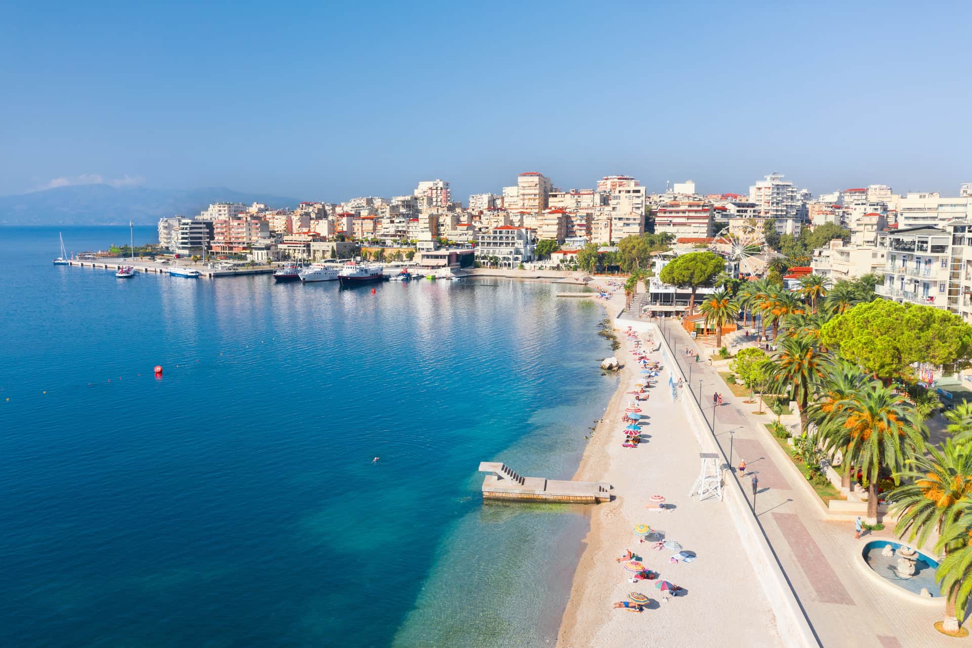 Sarandë seafront promenade and marina on the Albanian Riviera