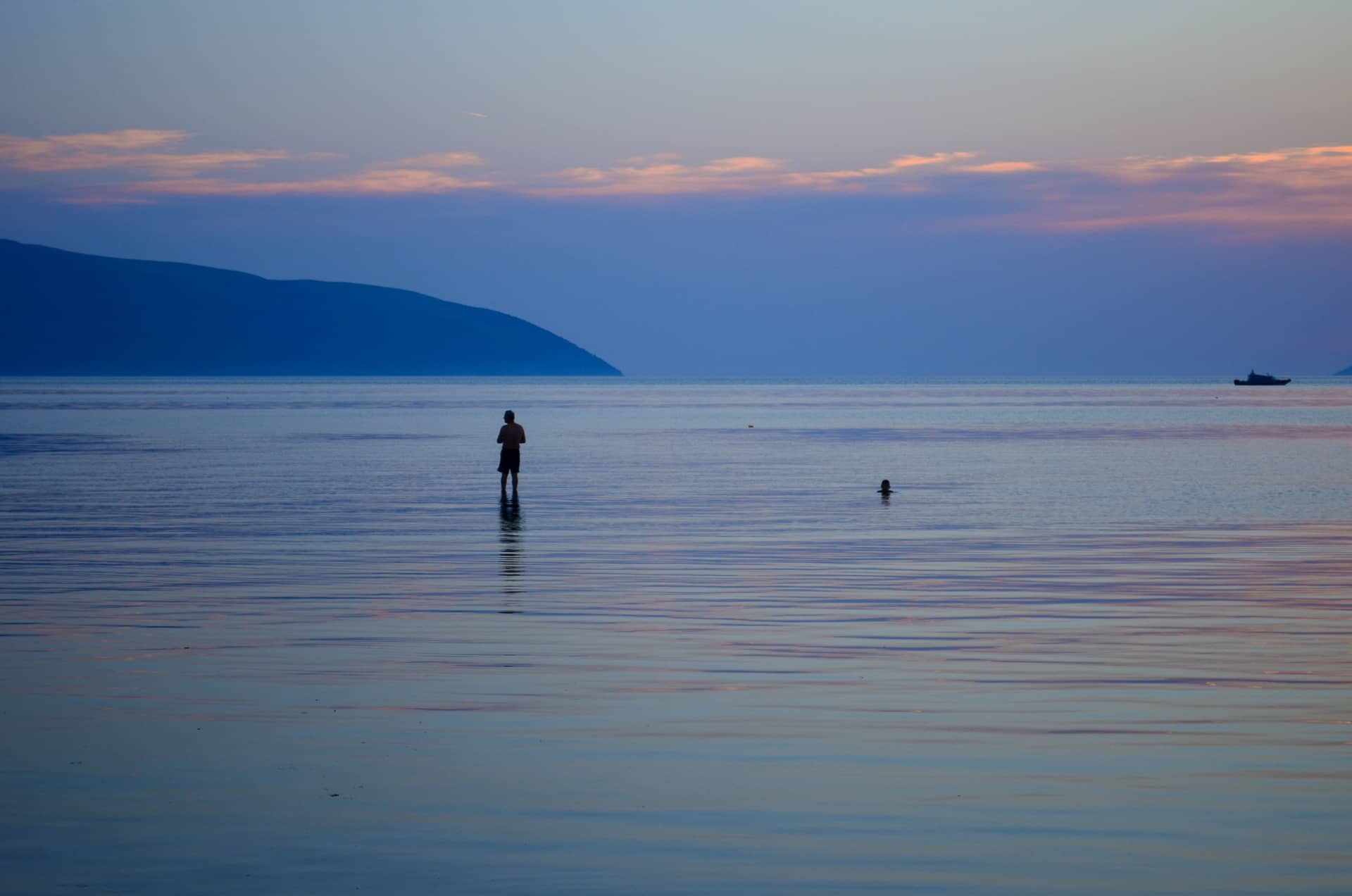 Calm evening sea off the Albanian coast